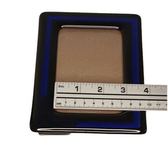 Art Deco Cobalt Blue And Black Glass Rectangle Tabletop Picture Photo Frame - Picture 12 of 13